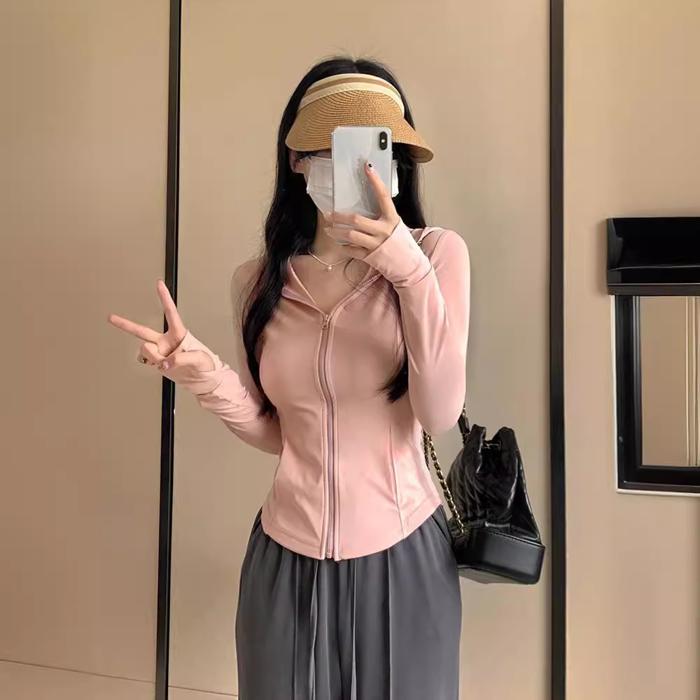 アイシークールスポーツジャケットスリム服日焼け防止服紫外線防止夏氷感通気性薄い日焼け防止服女性