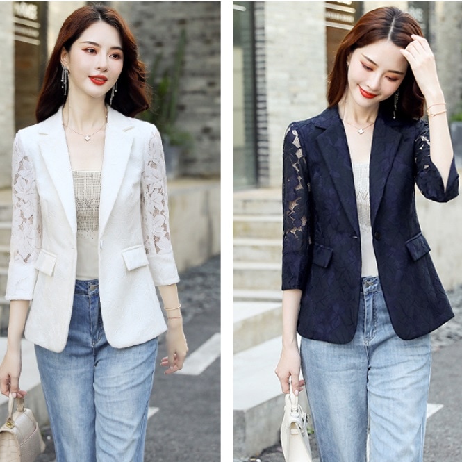 春夏定番　スーツ　レース袖ジャケット　大きいサイズ　セレブファッション　レースカーディガン　トップス 5,867円