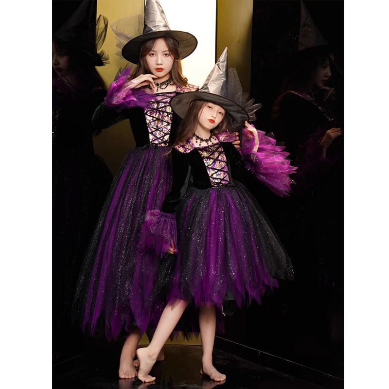 大人用ハロウィンコスム親子コスプレ衣装子供用コスム魔女吸血鬼女の子女の子用衣装
