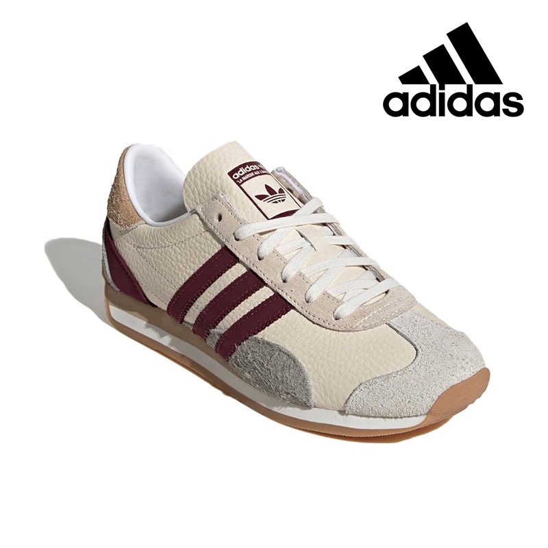 [JI2871] COUNTRY OG W マルーンとベージュが映えるローカット 快適クッション 軽量 ガムソール 通勤通学や旅行に便利 レトロ調 フィット感良好 コーデしやすい 長時間も快適に