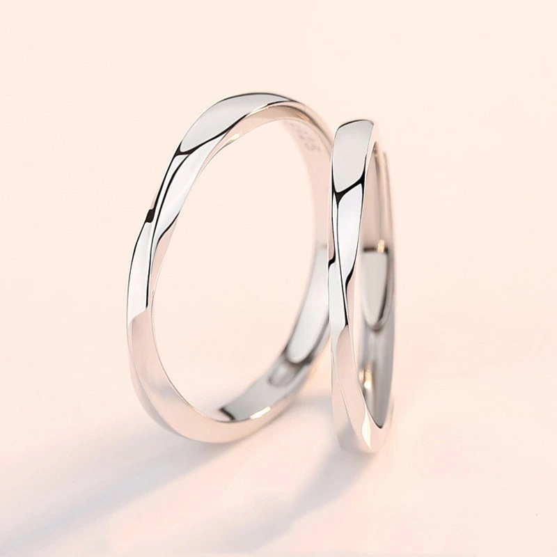 ペアリング シンプル ペア 恋人 カップル 指輪 レディース メンズ ペアリング ライン ウエーブ 指輪 レディース メンズ ウエーブ 波型 サイズフリー シルバー925 プラチナ仕上げ ペアリング通