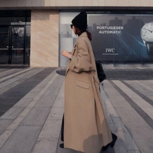 【 2019年秋　冬　2color オーバー ガウン ロングコート　ロング丈が新鮮なオーバーサイズコート　デイリーに使いたいトレンドライクな一着