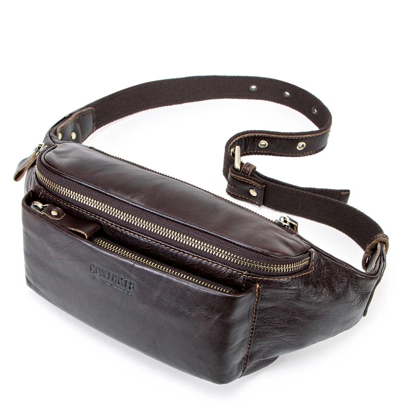 第一層牛革 ファッション トレンド カジュアル メンズ ウエストバッグ 多機能 メンズ スポーツ 携帯電話 ウエストバッグ