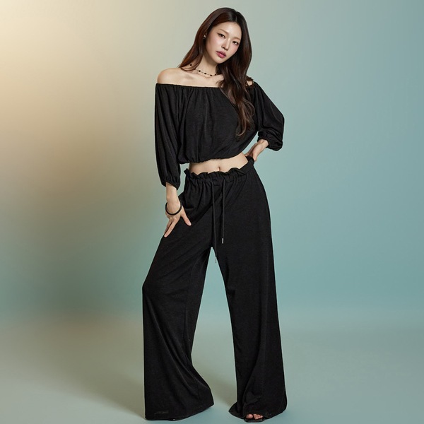 D5328 リネン オフショルダー ツーピース