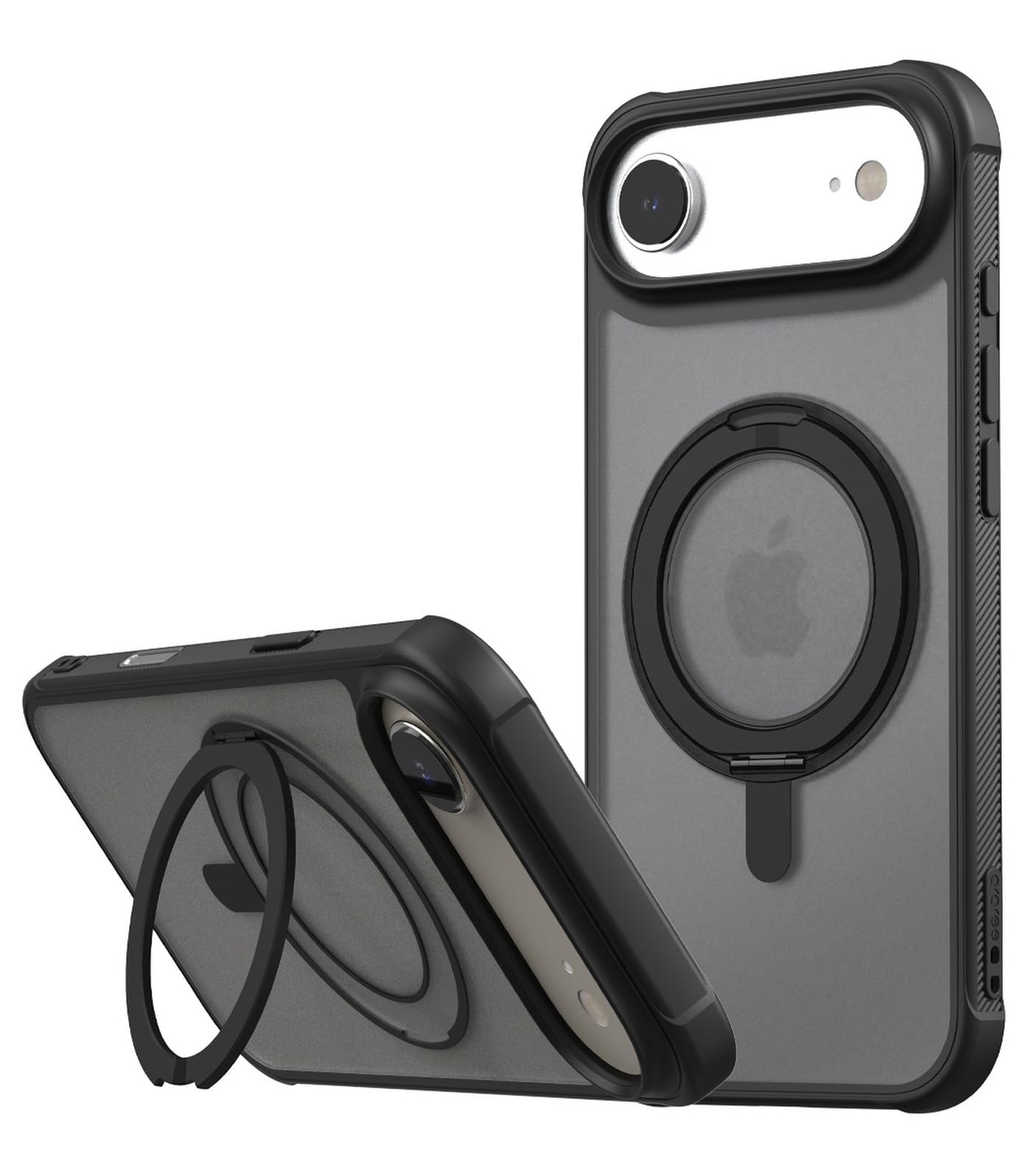 【araree】 iPhone Air 対応 ケース MagSafe 対応 360 回転 リング スタンド 付 耐衝撃 フロスト クリア スマホケース 半 透明 シンプル 滑りにくい マグセーフ対応