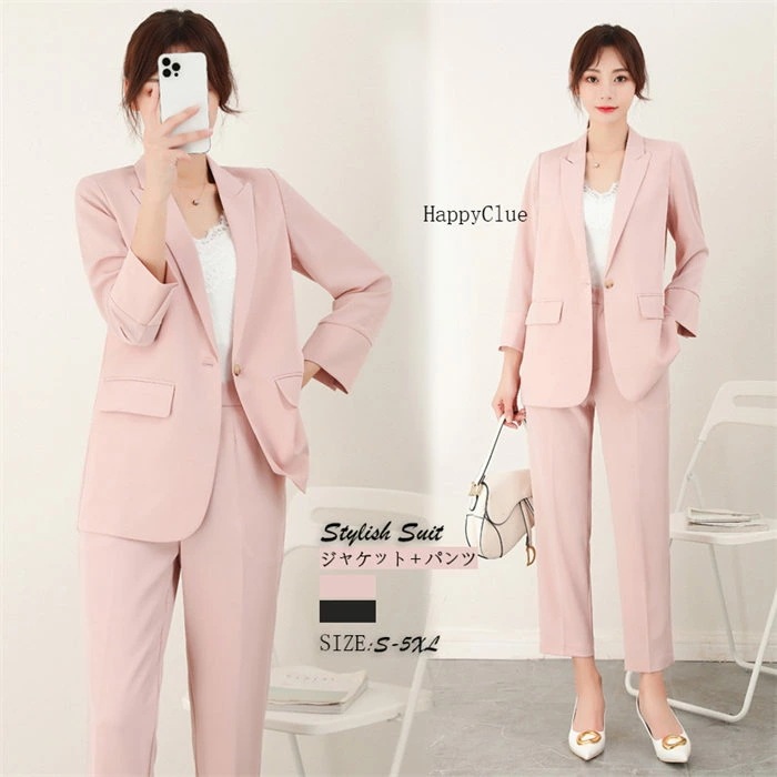 セットアップ きれいめ カジュアル サマー スーツセット 大人 30代40代 レディース 上品 大きいサイズ パンツスーツ おしゃれ 体型カバー 春夏 おしゃれスーツ 2点セット 上下セット フォーマ