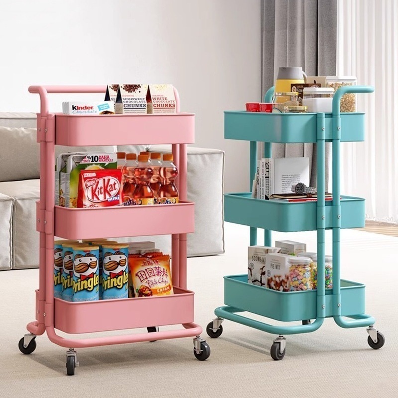 [即納]いまだけの超SALE！ 床可動式多層トロリースナック収納 Lasker カラフルなトロリー可動式キッチンラック 品質良い!