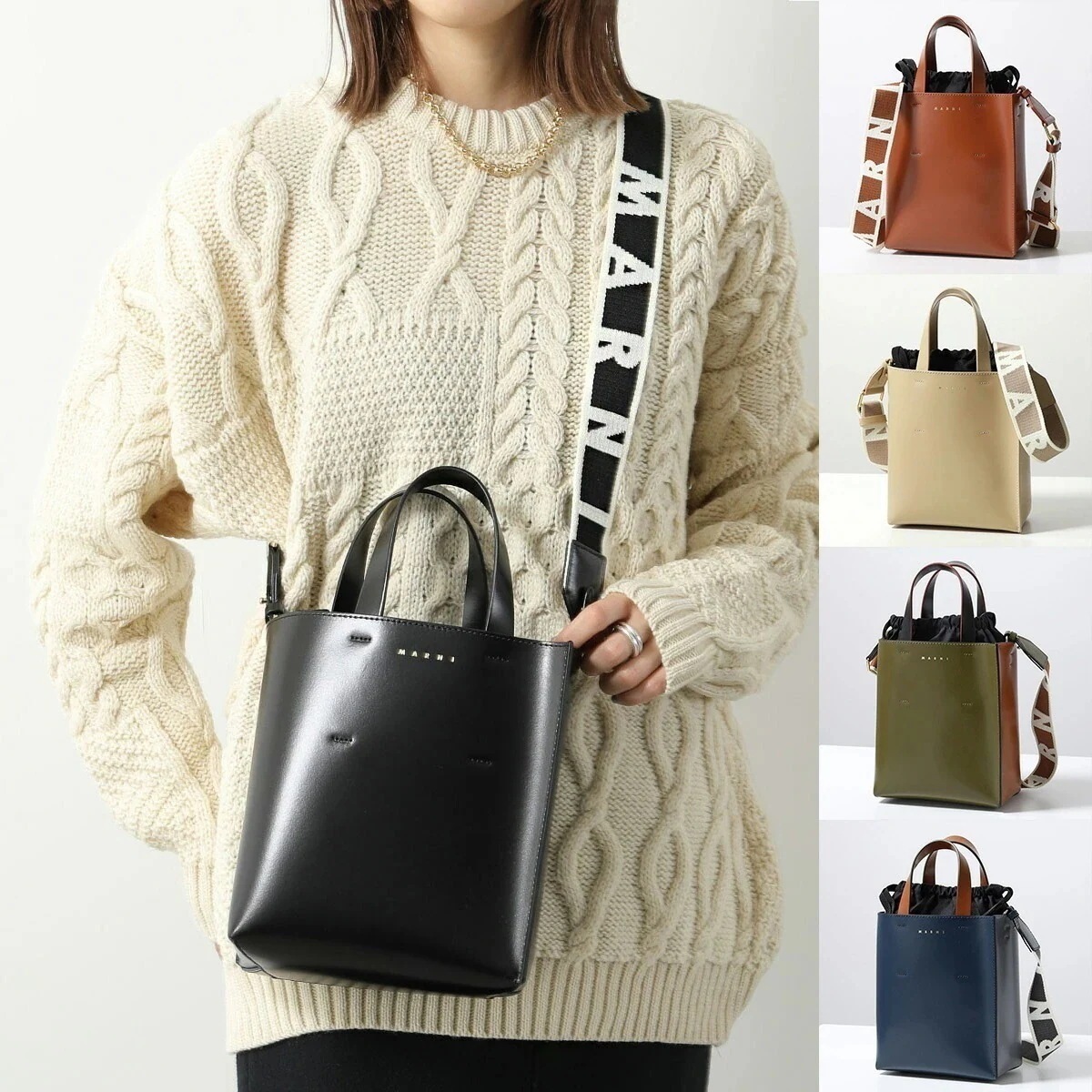 MARNI マルニ トートバッグ MUSEO MINI ミュゼオ ミニ SHMP0039U1 SHMP0039U2 LV639 レディース 巾着付き 鞄 カラー8色 SHMP0039U1LV63900
