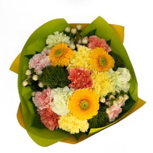 【倉庫直送】 そのまま飾れるスタンディングブーケ イエロー