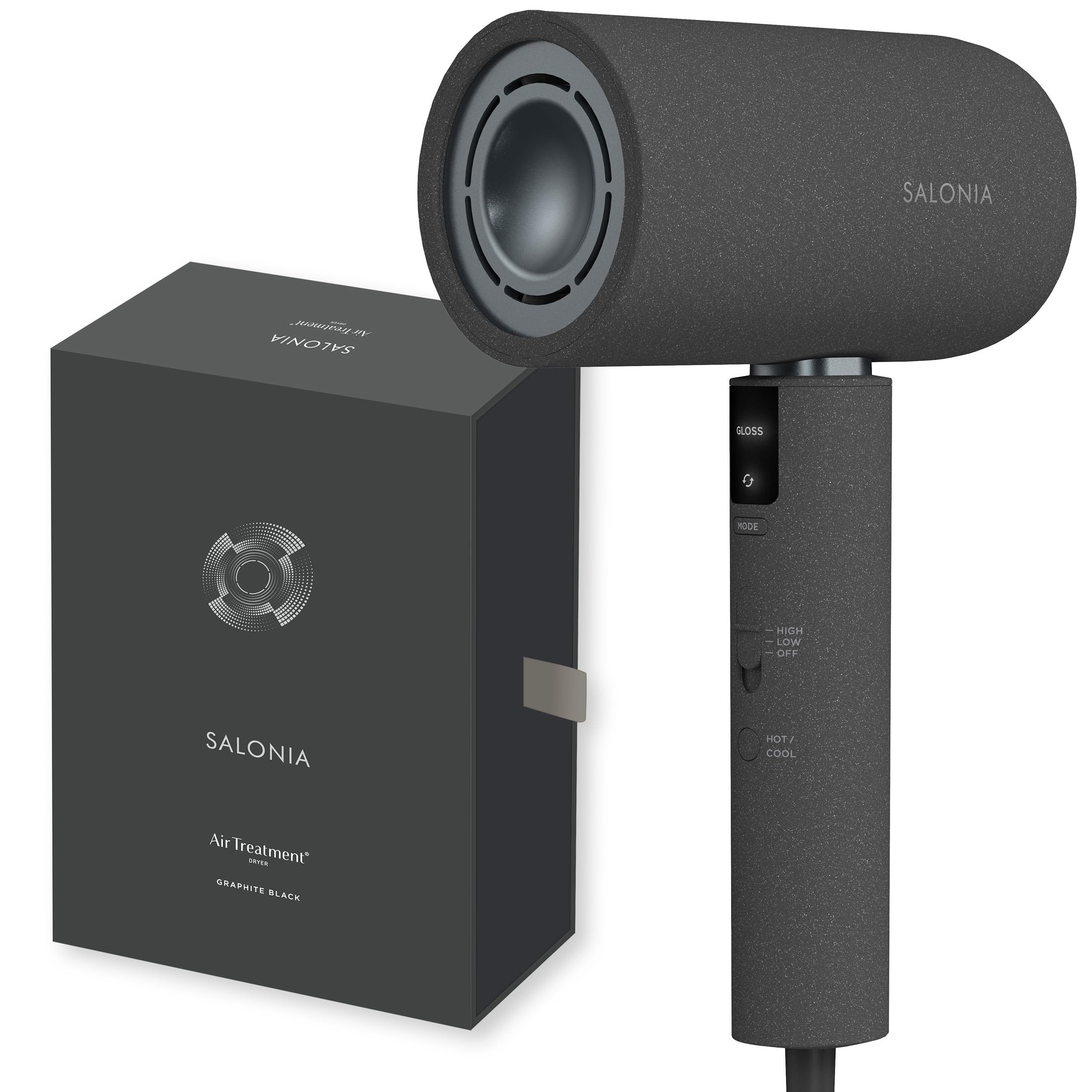 SALONIA サロニア エアトリートメント ドライヤー 大風量 速乾 軽量 ヘアドライヤー グラファイトブラック 【Amazon.co.jp限定】