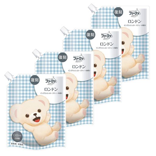 ファーファ 柔軟剤 復刻 シリーズ トリップ ロンドン イングリッシュ ローズ ティー の香り 詰替 (1200ML) 4個 セット