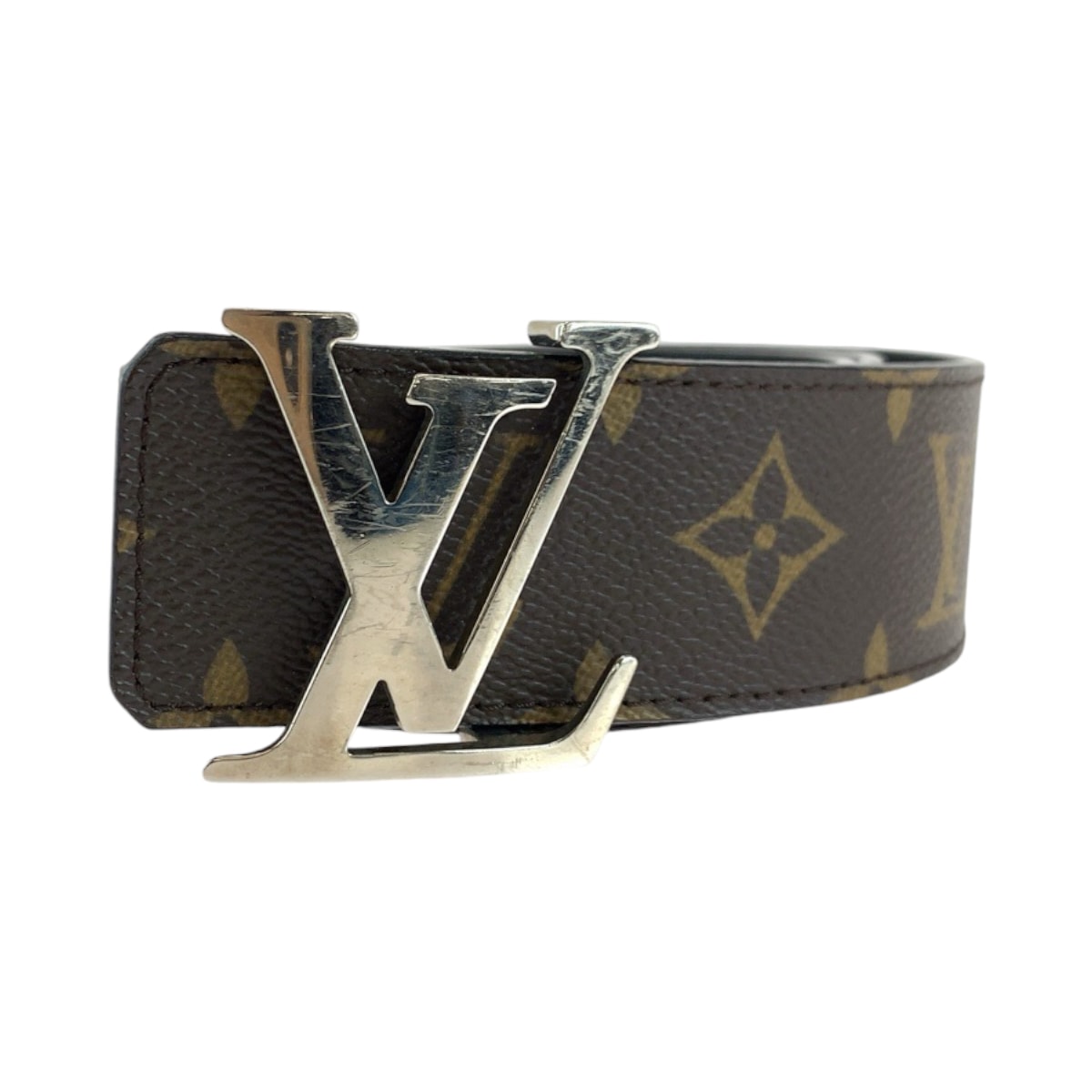 モノグラム LV イニシャル 80cm/32inc ブラウン シルバー金具 PVC M9821 ベルト メンズ 410844