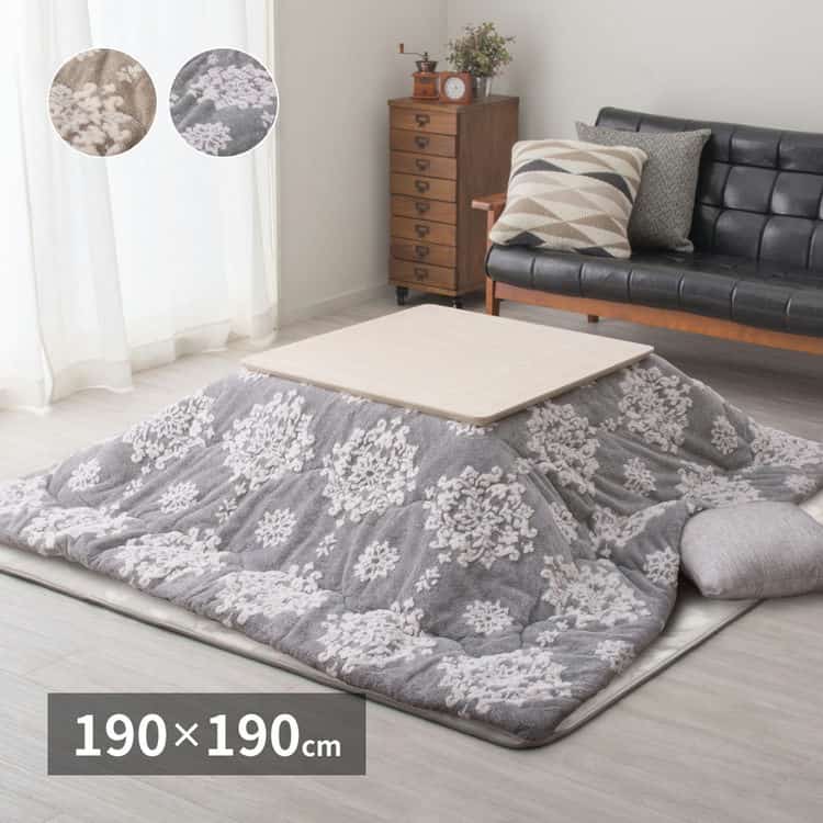 こたつ布団 シュシュ 約190×190cm 正方形 フランネル ジャガード織 姫系 薄掛け こたつ掛け布団 北海道追加送料 沖縄離島はお届け不可 メーカーより直送