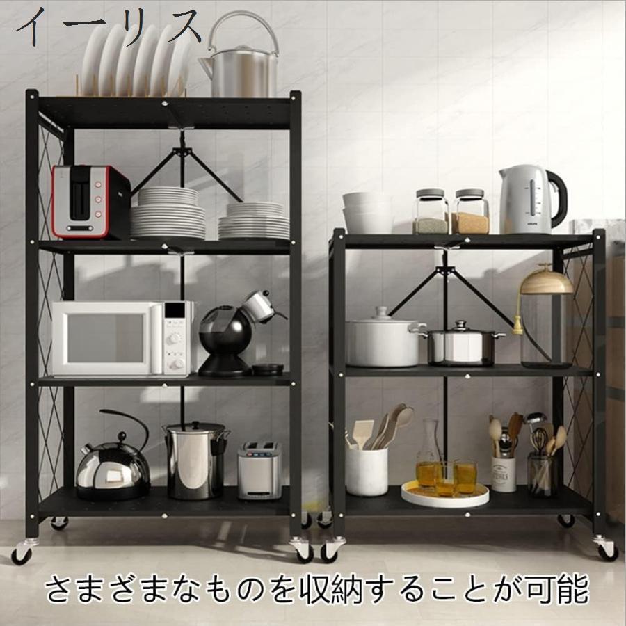 年末クリアランスセール 収納ラック 棚 3/4/ 5段 キャスター付き 折りたたみ ラック スチールラック メタル ラック スチールシェルフ フリーラック 収納棚 業務用 家庭用 キッチンラック収納ラ