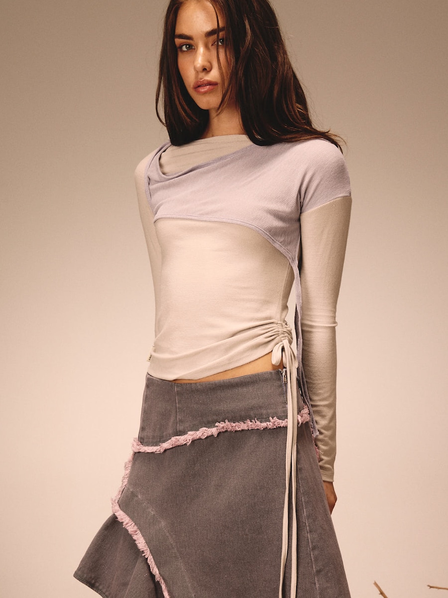 【GLOWNY】 BONES GRUNGY DENIM SKIRT : 3COLOR