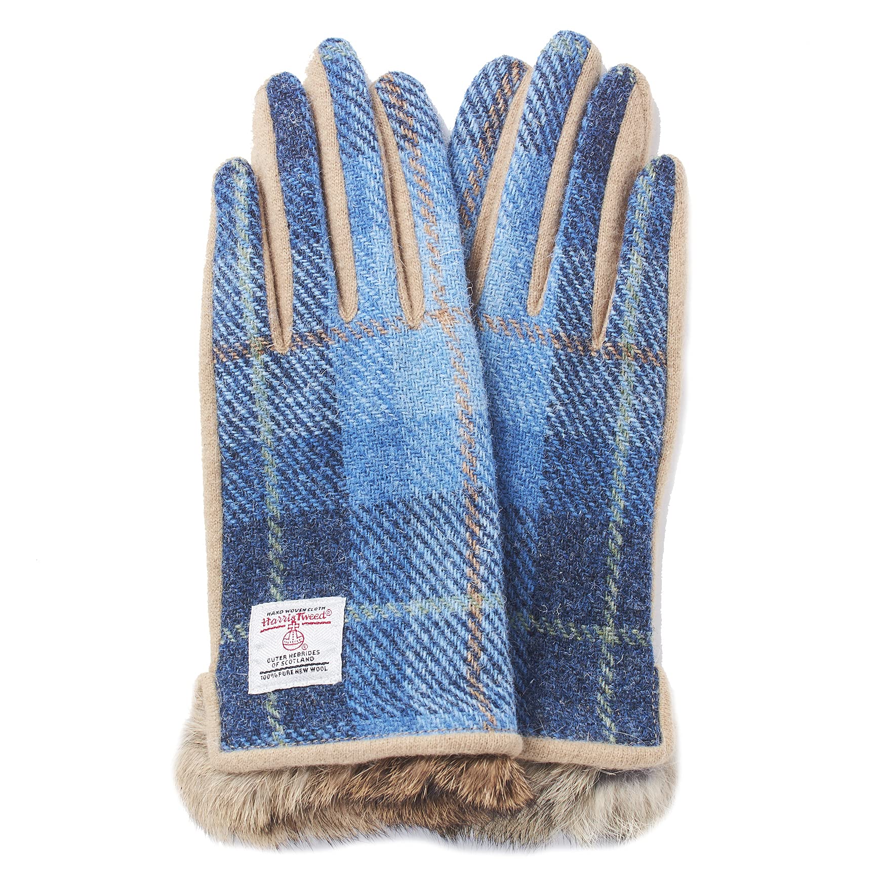 [7th Heaven] 【ハリスツイード】HARRIS TWEED レディース スマホ対応 手袋 ジャージーニット AY-15AWGL-005 (ライトブルー)