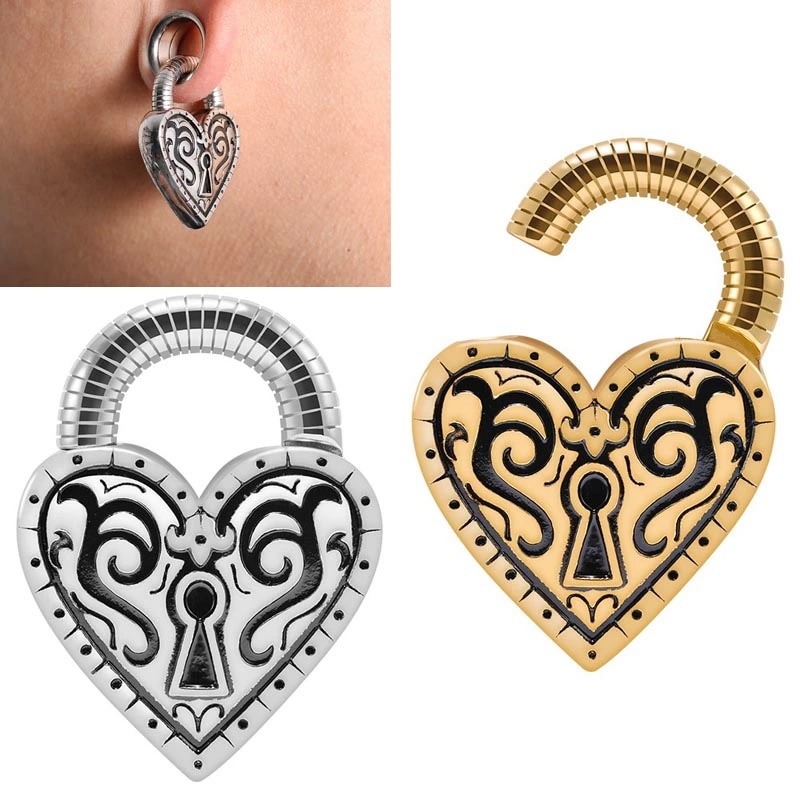 [ 4G ステンレス リング型 ]ハート型パドロックマグネットクリッカー ボディピアス 4ゲージ 4g ヒンジ付き 鼻ピアス セプタム メンズ レディース ジェンダーレス 軟骨 ヘリックス 耳 ニップ