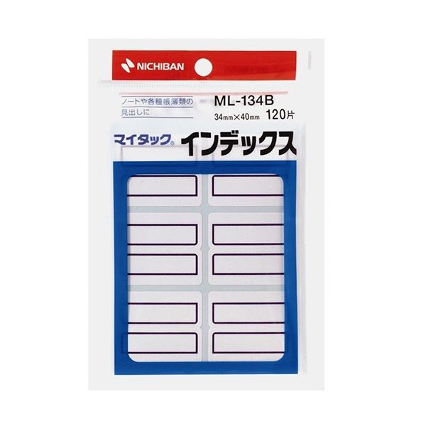 (まとめ) ニチバン マイタック インデックス紙ラベル 特大 40×34mm 青枠 ML-134B 1セット(1200片：120片×10パック) (×5セット)