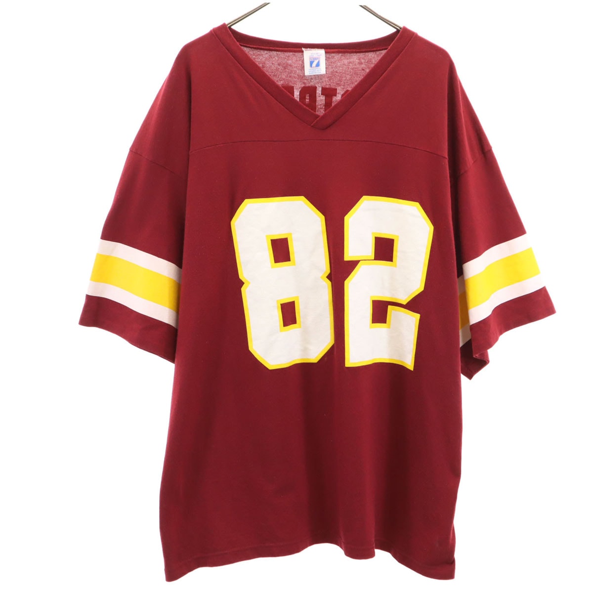 LOGO7 ロゴセブン 90s USA製 オールド WEST BROOK 82 半袖 ロング Vネック Tシャツ レッド系 メンズ 古着