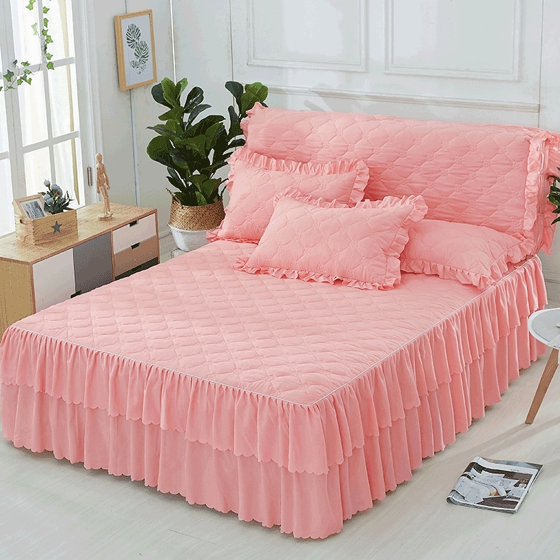 3点セット：120220CMベッドカバー セット 3点セット シングル セミダブル シーツ 洋式 ベット フリル付き 可愛い ボックスシーツ おしゃれ枕カバーおしゃれ 韓国 かわいい プリンセス