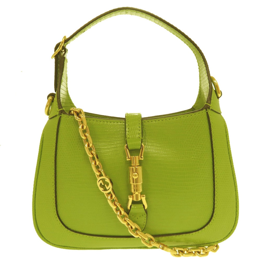 新品同様 ジャッキー ミニバッグ 675799 ハンドバッグ リザード/リザード グリーン 0708【中古】 レディース 385,000円