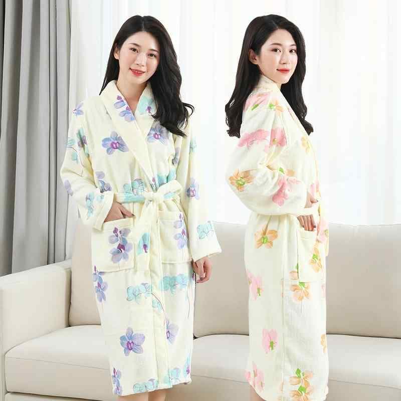 バスローブ ナイトウェア 吸水性 ネグリジェ ルーム ガウン ロング マント ホテル ルームウェア パジャマ レディース レディース 秋冬