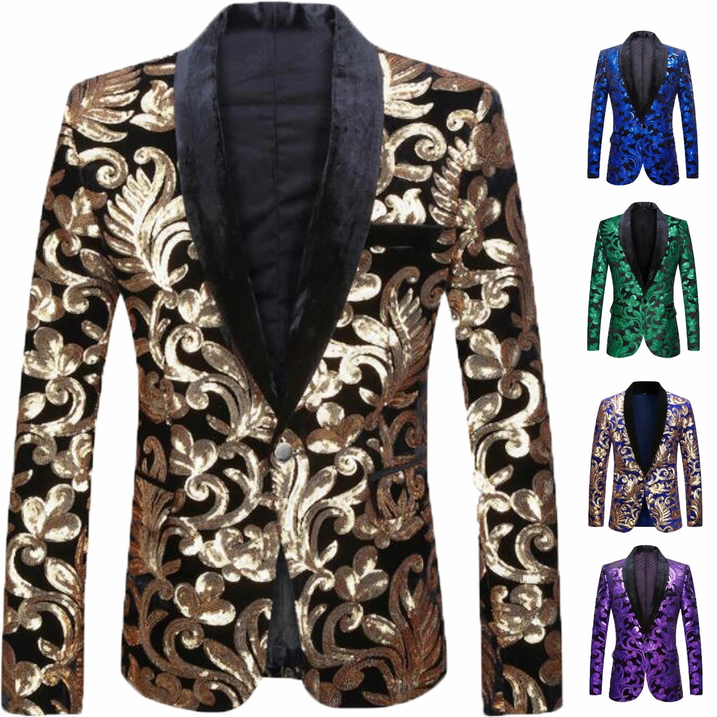 【在庫処理】スパンコールジャケット ステージ衣装 演出服 指揮者 7色 タキシード メンズ礼服ジャケット 別珍ジャケット 舞台衣裳 ブルー 忘年会 パーティー シングルボタン テーラード 舞台スーツ