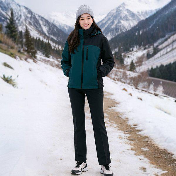 女性冬の暖かく心地よい起毛ストレートポーラーボンディング機能性作業登山パンツ