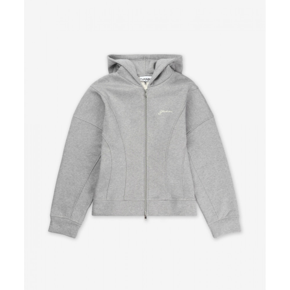 GANNI ヘビーフリースジップアップパーカー-パロマメランジ/T3998921