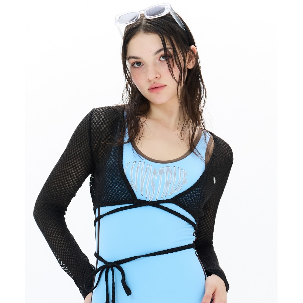 ラヴイズトゥルービーネットカーディガン (ブラック)