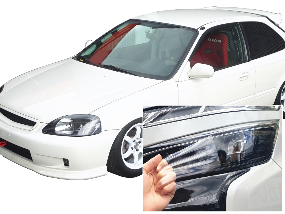 ヘッドライトプロテクションフィルム (シビック EK 後期) 車種専用 カット済み 左右セット ヘッドライト保護 CIVIC EK型 EK9 EK3 EK2 EK4 ホンダ用