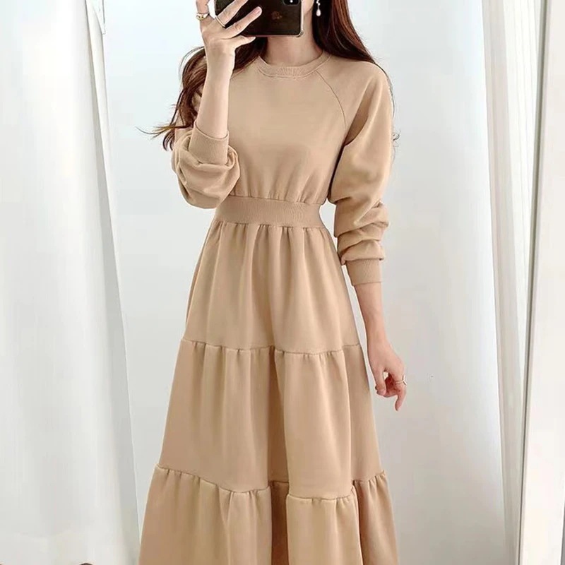 デザイン秋冬シンプルラウンドネックロングパーカース