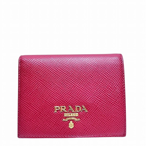 プラダ サフィアーノ 1MV204 レッド 財布 2つ折り財布 レディース 【中古】
