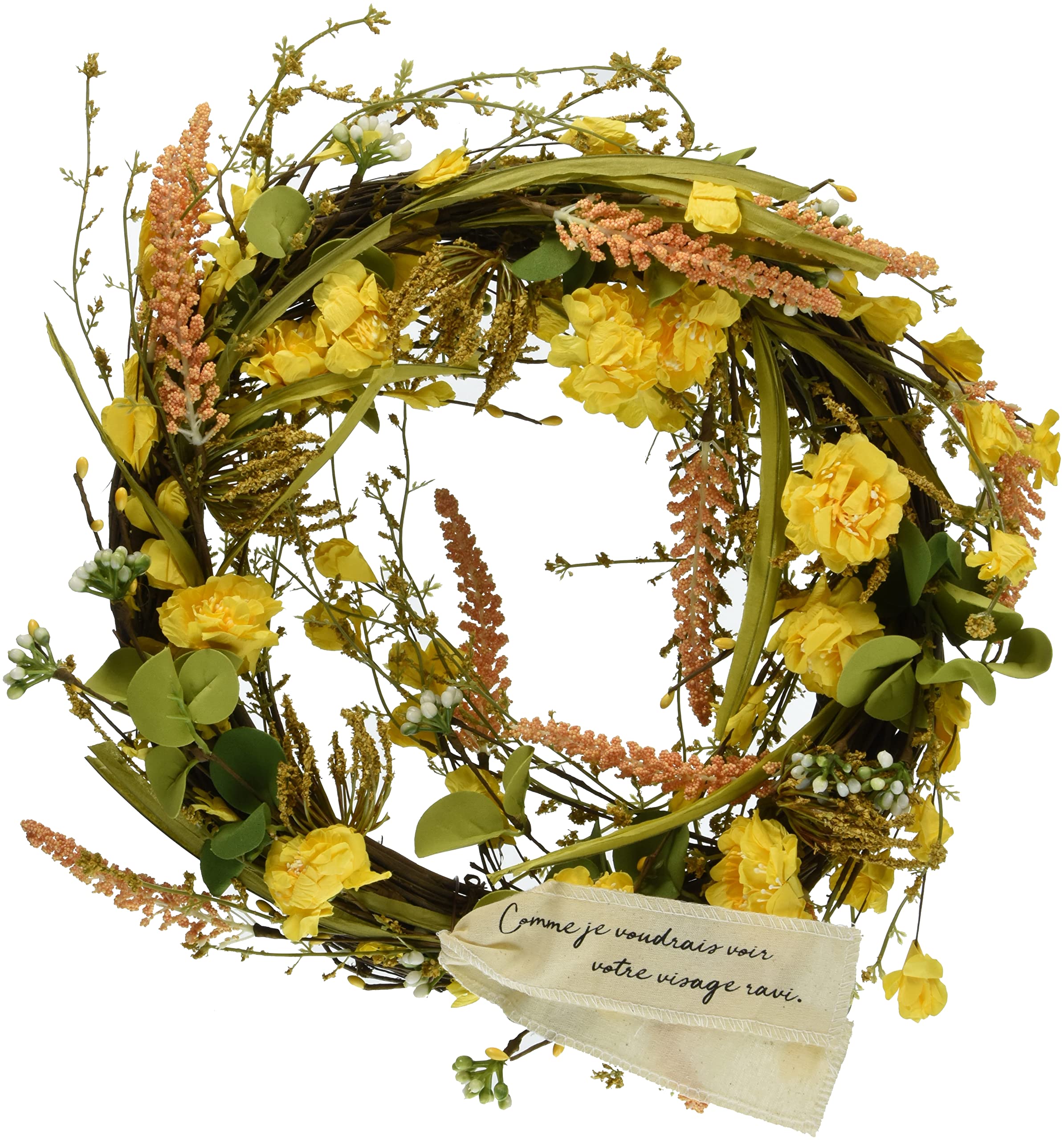 ヘッズ リース 直径約37×10cm イエロー 1個 ナチュラルリース フルリール 造花 HEADS ZAR-NW3