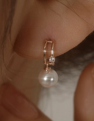 14k post デューイ パール ピアス