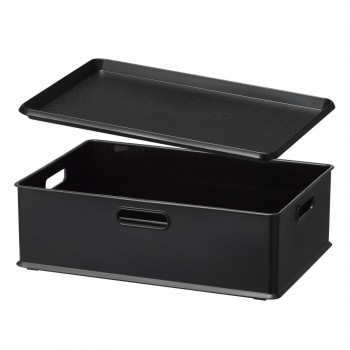 収納用品 natura（ナチュラ） インボックス M+プレート 各4個組 ブラック NIB-M4PML4 BK-4