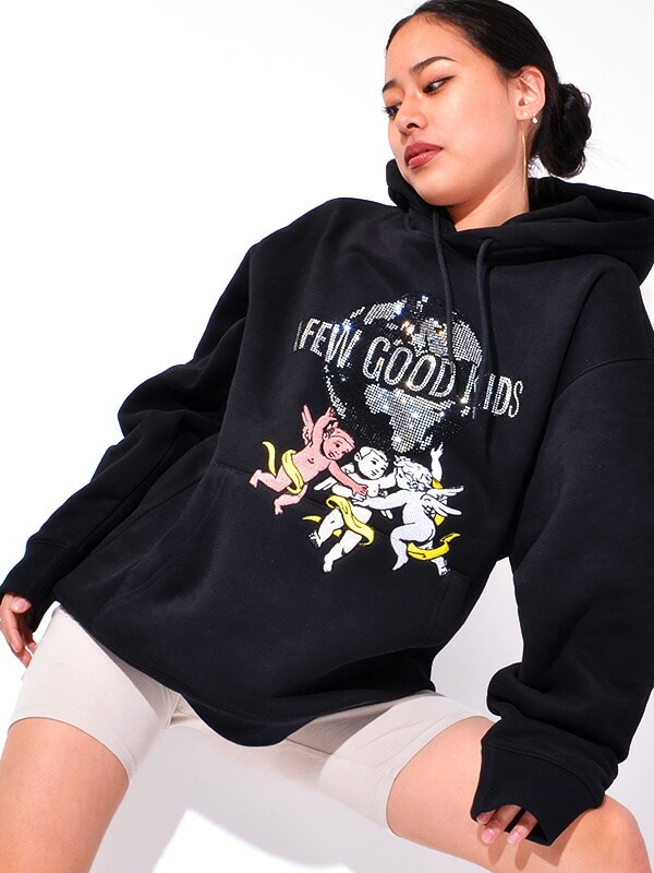 A FEW GOOD KIDS アフューグッドキッズ パーカー メンズ レディース 裏起毛 厚手 Angel Rhinestone Hoodie ANGEL-RHINESTONE-H-B
