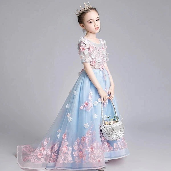 ドレス 子供 ピアノ 発表会 ピアノ発表会 中学生 ワンピース 女の子 ロングドレス フィッシュテールドレス 結婚式 ジュニア ピアノ発表会ドレス 袖付き パーティードレス イブニング フ