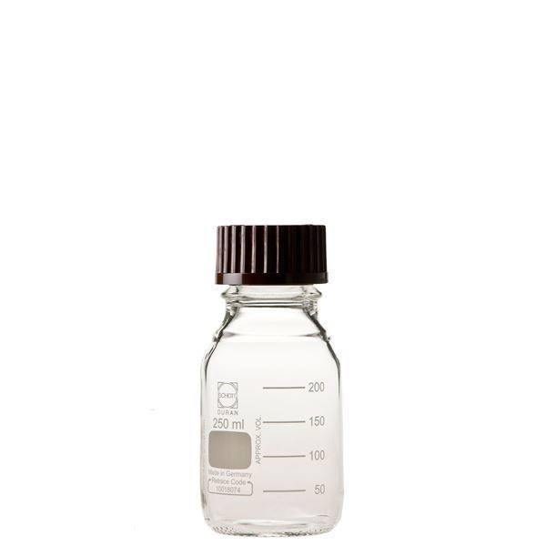 [柴田科学]ねじ口びん（メジュームびん） 赤キャップ付 250mL[10個]