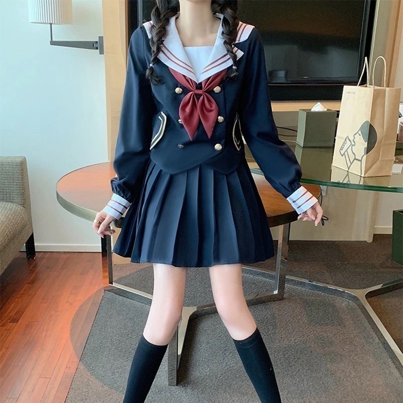 スーツ コスプレガールズ2点セット秋JK学生服セーラー服セクシーボウパーティー女性日本アニメコスチュームプリ 韓国 涼しく楽ちんセットアップ