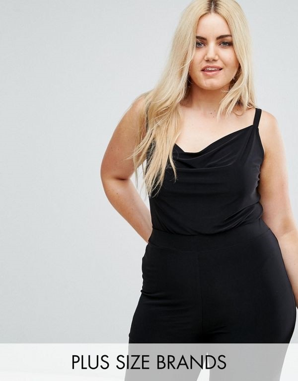 Club L レディース 大きめサイズ ゆったりサイズ 送料無料 Black Plus Cowl Front Body