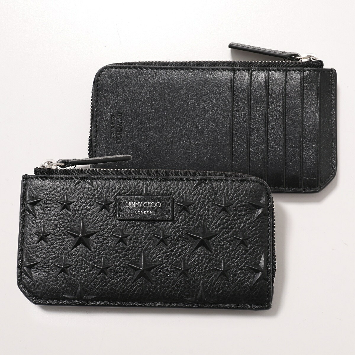 Jimmy Choo ジミーチュウ コインケース CASEY-Z EMG ケイシー メンズ エンボススター レザー カードケース フラグメントケース ミニ財布 BLACK