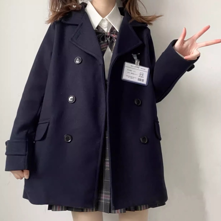 レディース ジャケット コート アウター 上着 ウール 羽織 前開き ミディアム Pコート 長袖 Vネック 襟付き ワイド ふっくら ポケット ボタン かわいい 大人可愛い きれいめ シンプル