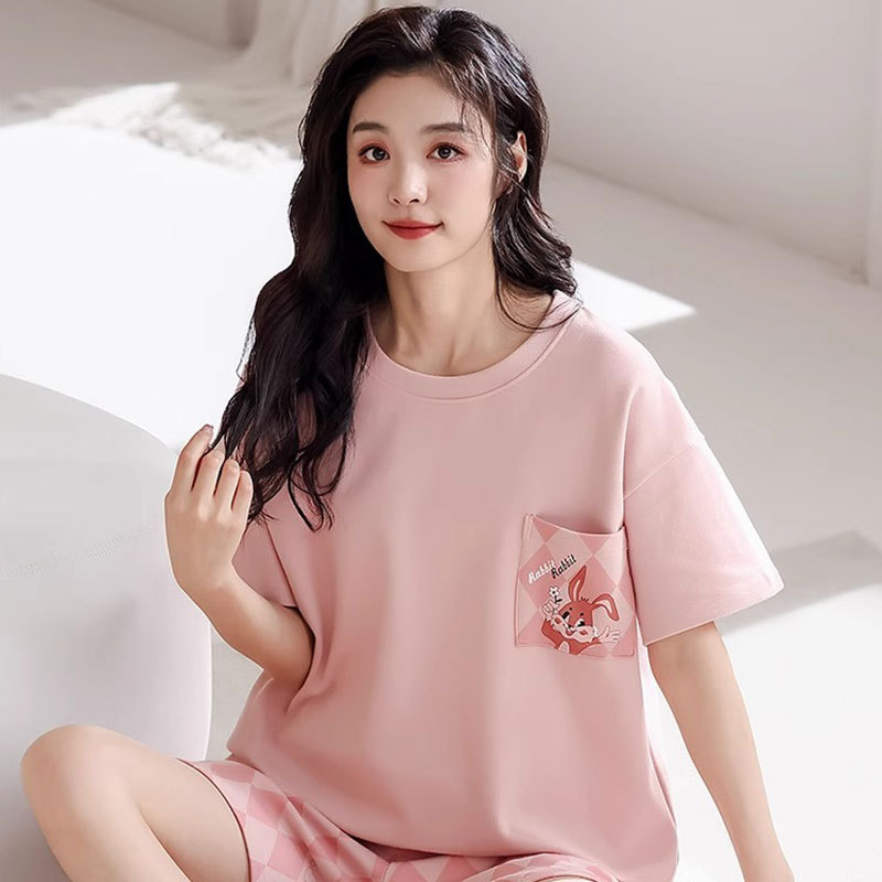 【1点購入 で10点 プレゼント】パジャマの女性ラウンドネックショートパンツスーツ夏の甘いものとかわいい女の子の学生の家服