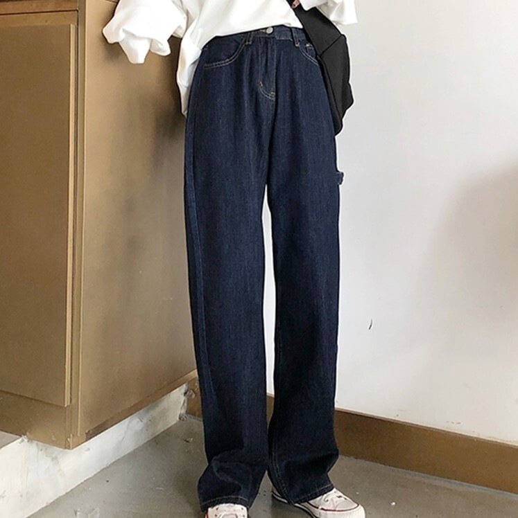 ボトムス ストレートパンツ デニムパンツ ブルー ブラック ロング丈 レギュラー丈 ハイウエスト デニム かわいい 大人可愛い きれいめ シンプル カジュアル 大人 おしゃれ お洒落 かっこいい