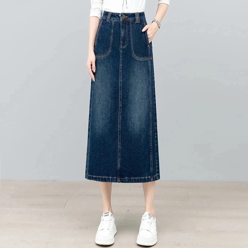 3日出荷 スカート夏デニム ハイウエスト ストレート バックスリット タイトロングスカート 通勤向け 春服 レディース