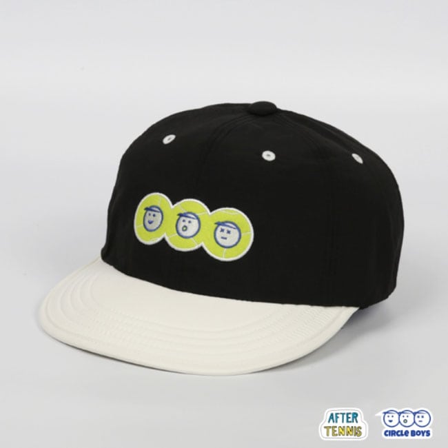 After Tennis(アフターテニス) サークルボーイズ ソフトスナップバック ユニセックス テニス キャップ 帽子 -ブラックxホワイト(22y4m)