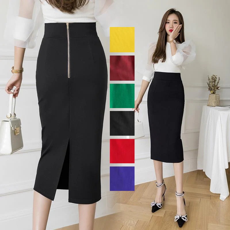 【20点セット】膝下 ボトムス ストレッチ スカート ひざ下 マキシスカート ハイウエストスカート マキシ レディース 後ろスリット オフィス タイトスカート 無地 ロング ミモレ丈 バックスリット