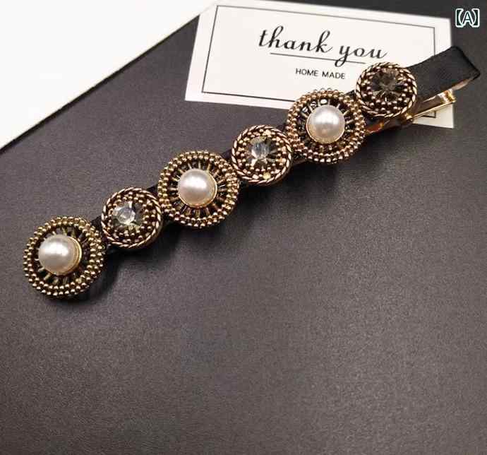 前髪クリップ 韓国風 韓流 オルチャン おしゃれ かわいい ファッション ヘアピン アクセサリー レトロ パール クリスタル サイド ジュエリー レディース