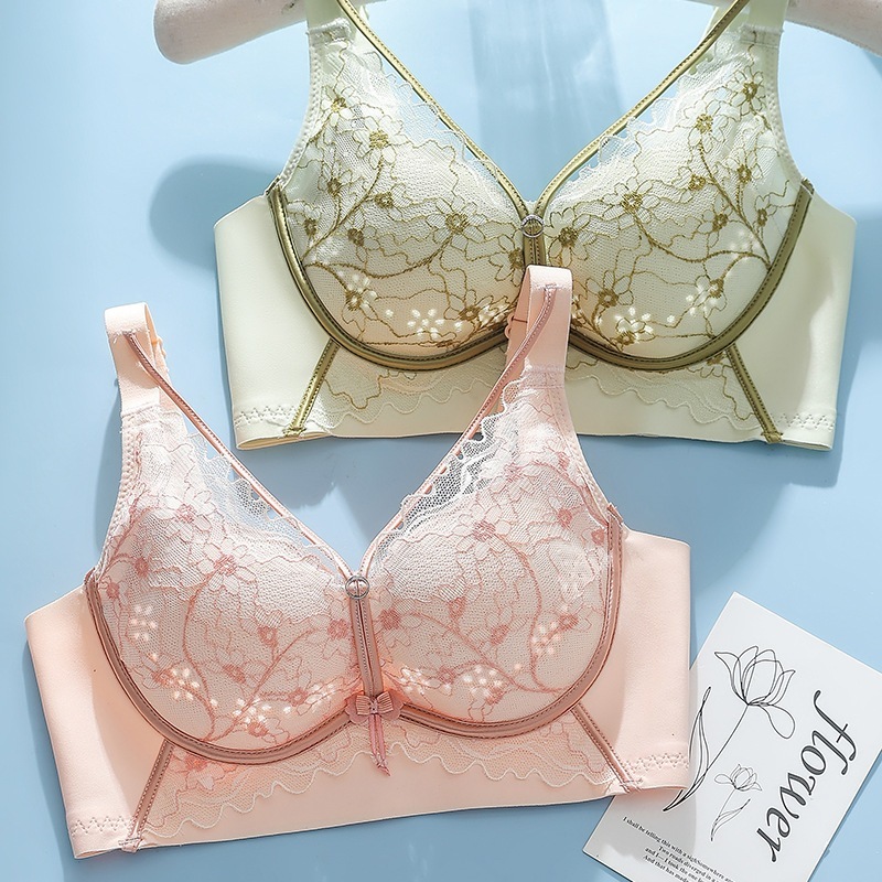 10個セット 大胸が小さく見えるコイル収納副乳極薄穴付き通気カップブラ